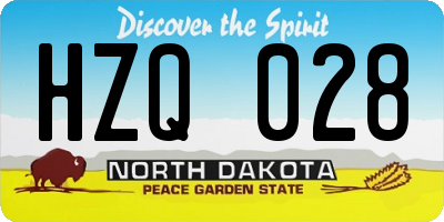 ND license plate HZQ028