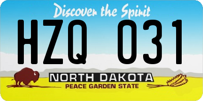 ND license plate HZQ031