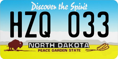 ND license plate HZQ033