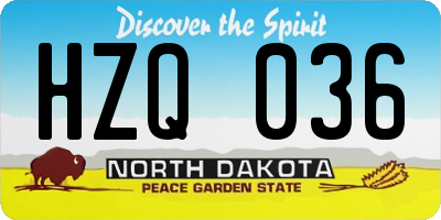 ND license plate HZQ036