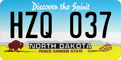 ND license plate HZQ037