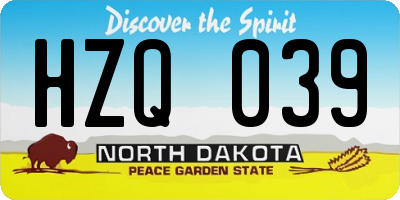 ND license plate HZQ039