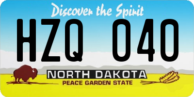 ND license plate HZQ040