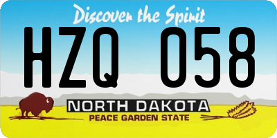 ND license plate HZQ058