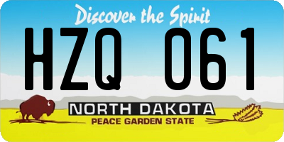 ND license plate HZQ061