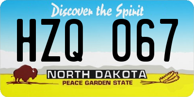 ND license plate HZQ067