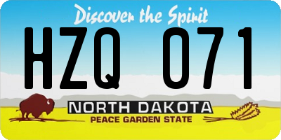 ND license plate HZQ071
