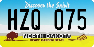 ND license plate HZQ075