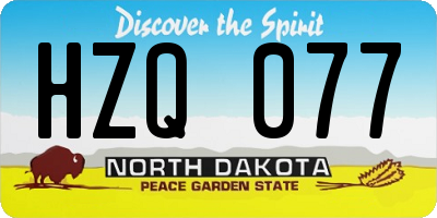 ND license plate HZQ077