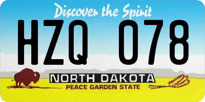 ND license plate HZQ078