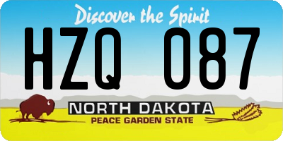 ND license plate HZQ087
