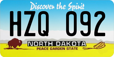 ND license plate HZQ092