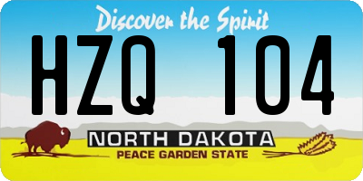 ND license plate HZQ104