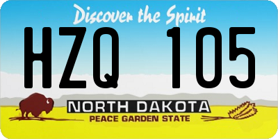 ND license plate HZQ105