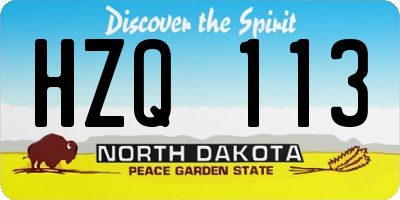 ND license plate HZQ113