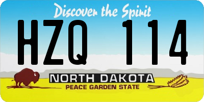ND license plate HZQ114
