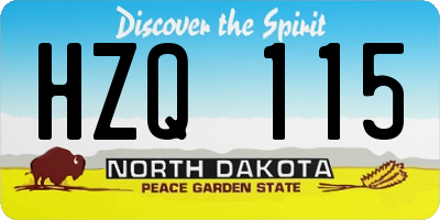 ND license plate HZQ115