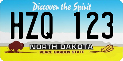 ND license plate HZQ123