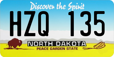 ND license plate HZQ135