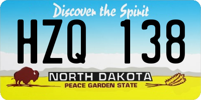 ND license plate HZQ138