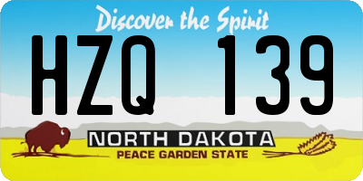 ND license plate HZQ139