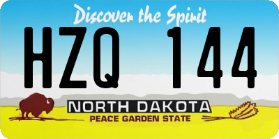ND license plate HZQ144