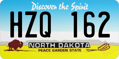 ND license plate HZQ162