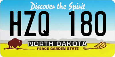 ND license plate HZQ180