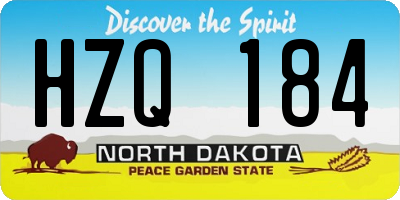 ND license plate HZQ184