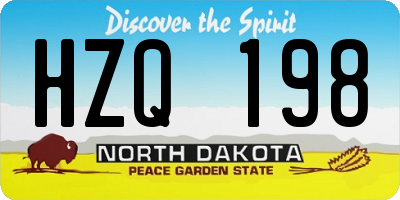 ND license plate HZQ198
