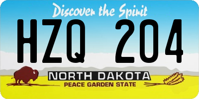 ND license plate HZQ204