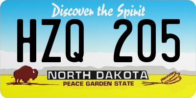 ND license plate HZQ205