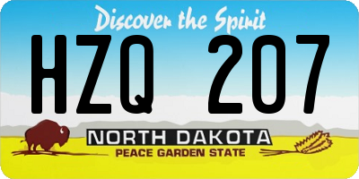 ND license plate HZQ207