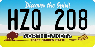 ND license plate HZQ208
