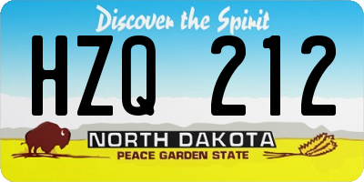 ND license plate HZQ212