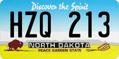 ND license plate HZQ213
