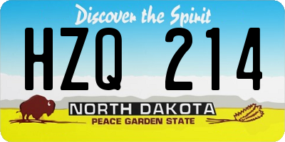ND license plate HZQ214