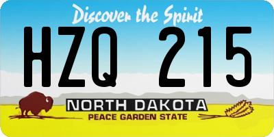 ND license plate HZQ215