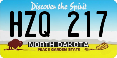 ND license plate HZQ217