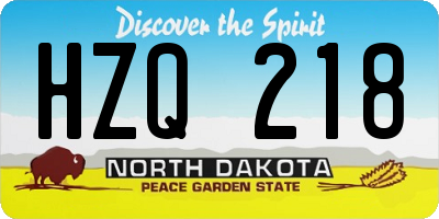ND license plate HZQ218