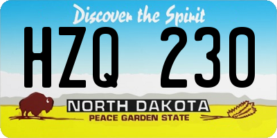 ND license plate HZQ230