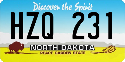 ND license plate HZQ231