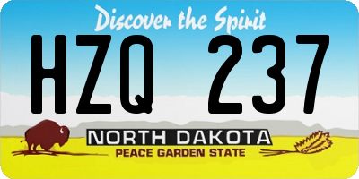 ND license plate HZQ237