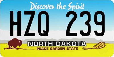 ND license plate HZQ239