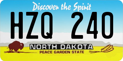 ND license plate HZQ240