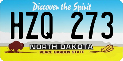 ND license plate HZQ273