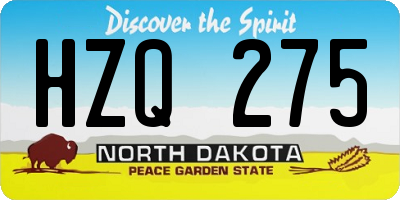 ND license plate HZQ275