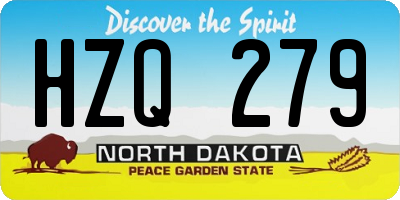 ND license plate HZQ279