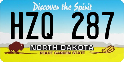 ND license plate HZQ287