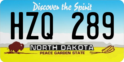 ND license plate HZQ289
